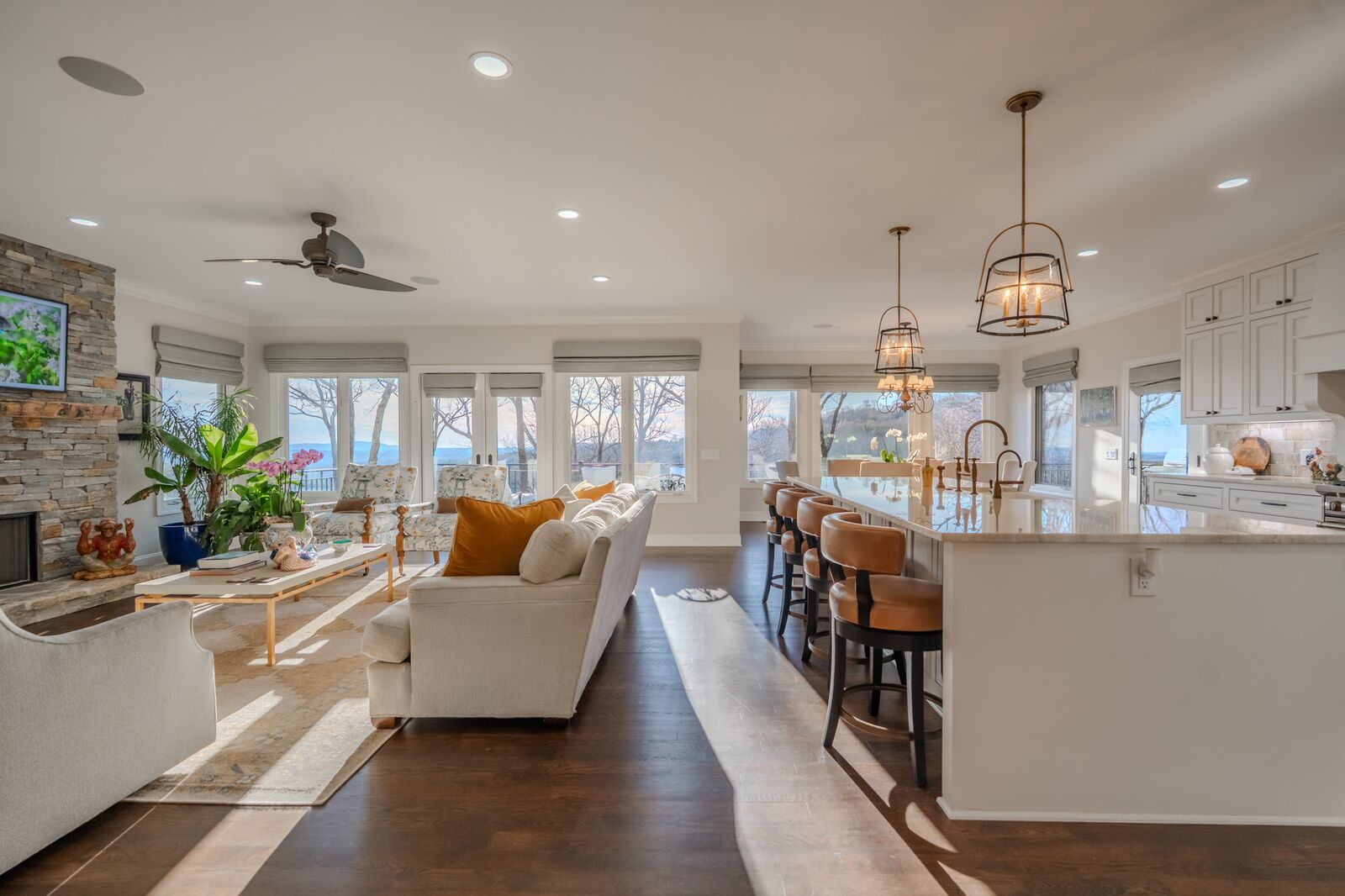 Great room and kitchen at 202 Eagle Rock Road